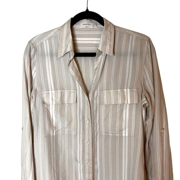 Aritzia Babaton Utility Shirt- Neutral Stripe Button Down Shirt- Small - Picture 7 of 14